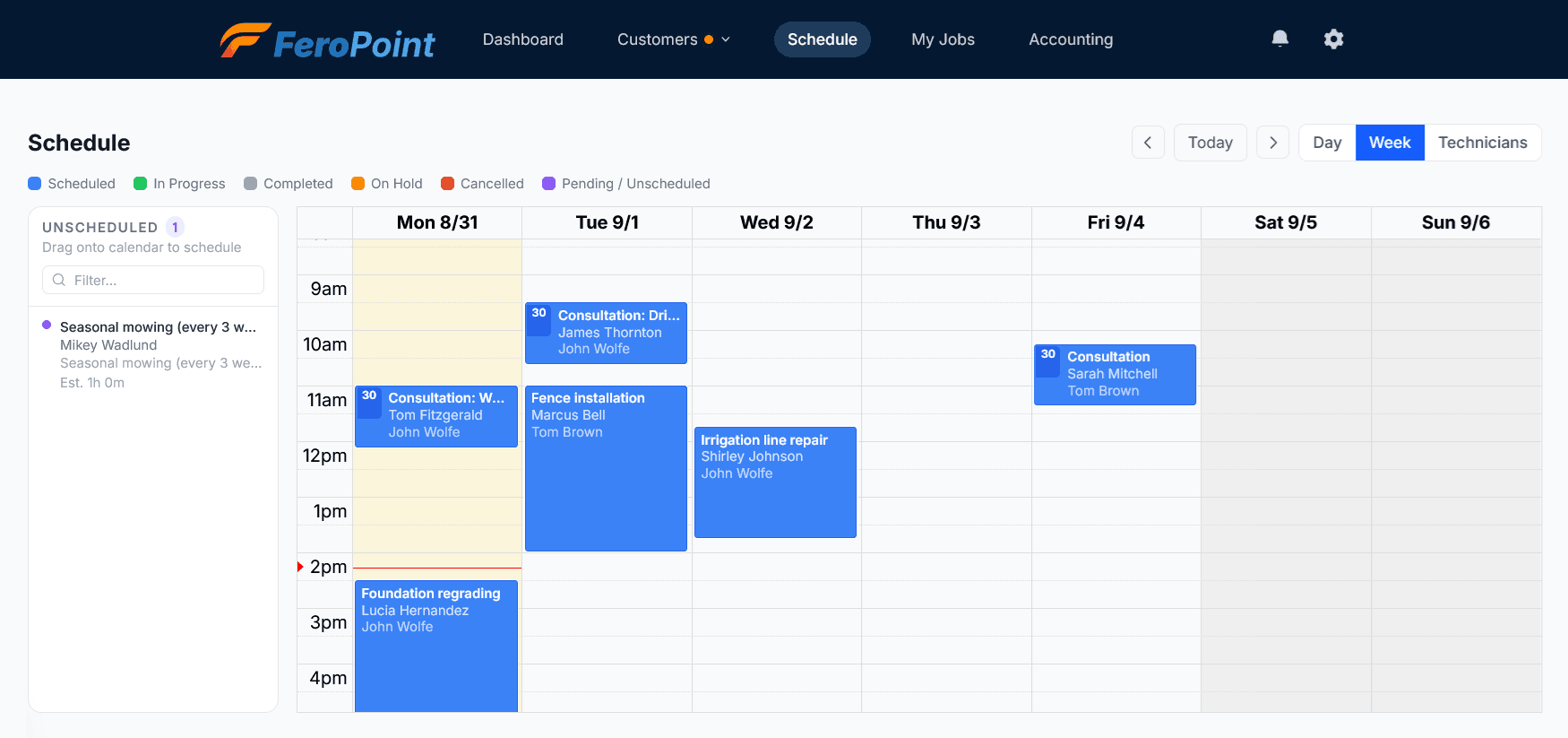 Schedule screenshot