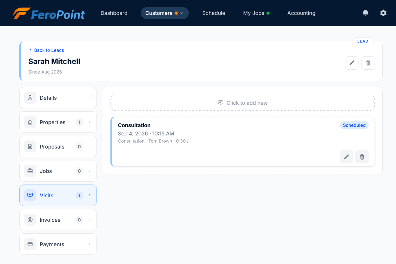Visits screenshot
